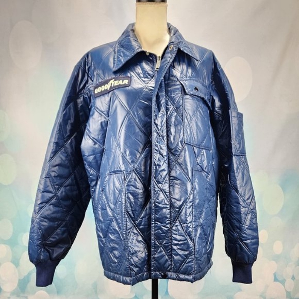 GOODYEAR – Vintage 70’s Coat, USA Official Racing Apparel, Navy Blue, Size L Men